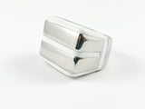 Modern Unique Double Bar Enamel Steel Ring
