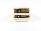 Modern Unique Double Bar Enamel Gold Steel Ring