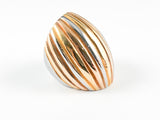 Modern Long Tricolor Striped Steel Ring