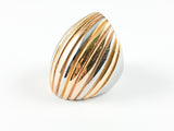 Modern Long Tricolor Striped Steel Ring