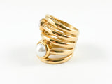 Modern Contemporary Abstract Gold Steel Ring