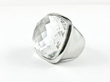 Modern Large Square Dome Shaped Bold Steel Ring