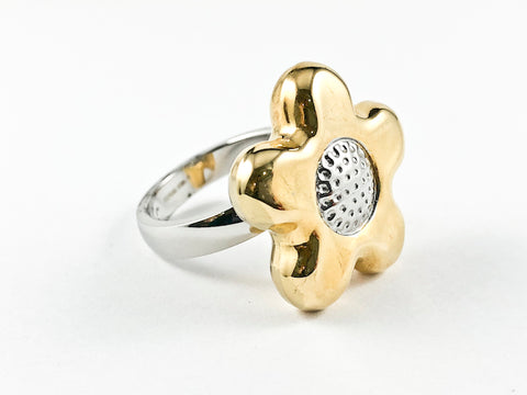 Modern Casual Sunflower 2 Tone Steel Ring