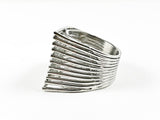 Modern Unique Geometric Shape Architectural Style Line Steel Ring