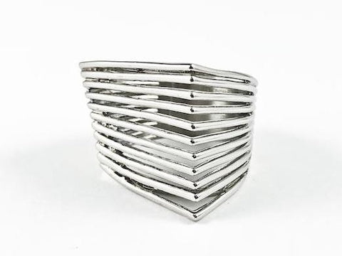 Modern Unique Geometric Shape Architectural Style Line Steel Ring