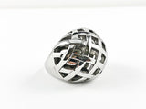 Modern Round Dome Unique Pattern Steel Ring