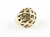 Modern Round Dome Unique Pattern Gold Tone Steel Ring