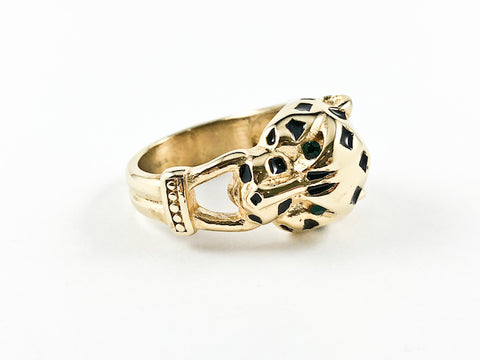 Modern Unique Leopard Face Design Steel Ring