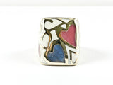 Modern Fun Colorful Enamel Heart Symbol Nice Design Steel Ring