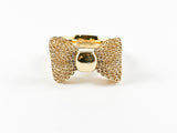 Cute Modern Bow Tie Design Gold Tone Steel Ring