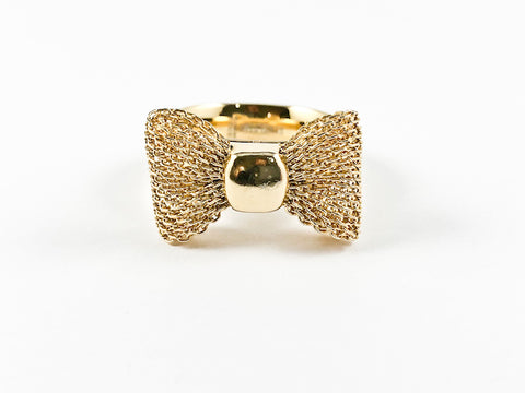 Cute Modern Bow Tie Design Gold Tone Steel Ring