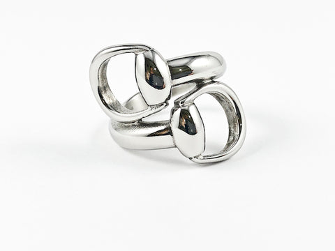 Modern Duo Handle Wrap Design Steel Ring