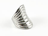 Modern Long Layered Band Design Steel Ring