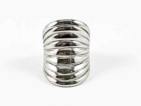 Modern Long Layered Band Design Steel Ring