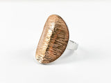 Unique Oval Shape Textured Pink Gold Tone Steel Ring