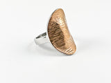 Unique Oval Shape Textured Pink Gold Tone Steel Ring