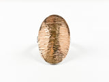 Unique Oval Shape Textured Pink Gold Tone Steel Ring