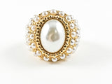 Stylish Vintage Center Pearl With Elegant Pearl Setting Steel Ring