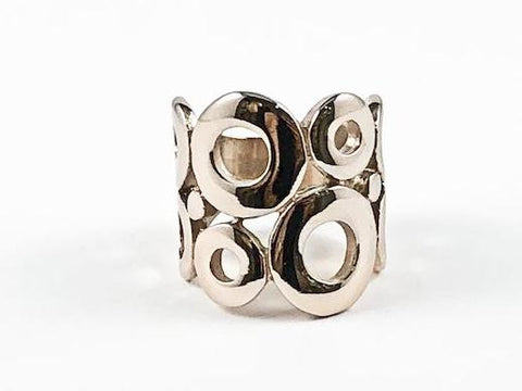 Modern Unique Circle Pattern Rose Gold Design Steel Ring