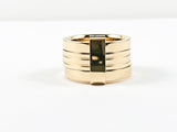 Elegant Engagement Style Stackable Connected Set Mother Of Pearl CZ Steel Ring