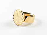 Round Religious Spanish Padre Nuestro Prayer Gold Tone Steel Ring