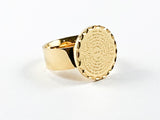 Round Religious Spanish Padre Nuestro Prayer Gold Tone Steel Ring