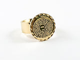 Round Religious Spanish Padre Nuestro Prayer Gold Tone Steel Ring