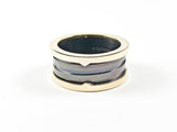 Elegant Dainty Black Enamel Wheel Design Steel Ring