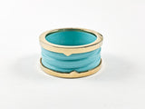 Elegant Dainty Turquoise Enamel Wheel Design Steel Ring