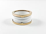 Elegant Dainty White Enamel Wheel Design Steel Ring