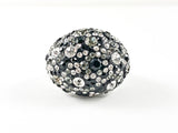 Stylish Mix Crystal Collage Unique Design Black Color Stones Steel Ring