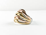 Modern Two Tone Intertwined Steel Ring