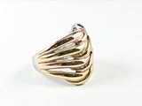 Modern Two Tone Intertwined Steel Ring