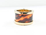 Modern Middle Tortoise Shell Stone Eternity Gold Tone Steel Ring