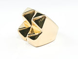 Modern Four Piece Shiny Metallic Spike Design Yellow Gold Tone Steel Ring