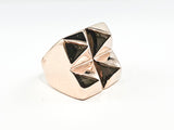 Modern Four Piece Shiny Metallic Spike Design Pink Gold Tone Steel Ring