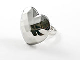 Modern Large Hammered Style Heart Design Steel Ring
