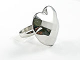 Modern Large Hammered Style Heart Design Steel Ring