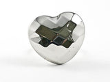 Modern Large Hammered Style Heart Design Steel Ring