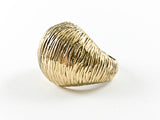 Casual Elegant Rustic Dome Shaped Yellow Gold Steel Ring