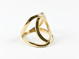 Elegant Overlap Cross Open Works Design Gold Tone Steel Ring