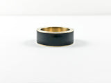 Modern Roman Numeral Border Black Enamel Steel Ring