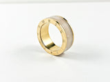 Modern Roman Numeral Border Fresh Water Pearl Steel Ring