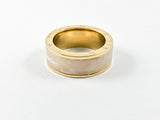 Modern Roman Numeral Border Fresh Water Pearl Steel Ring