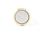 Modern Round Center Mother Of Pearl Beloved Border Gold Tone Steel Ring