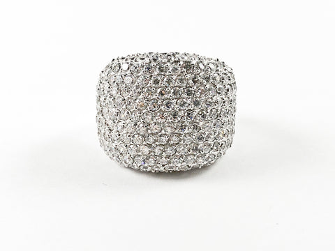 Classic Elegant Beautiful Pave Cocktail Steel Ring