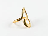 Modern Elegant Swirl Design Gold Tone Steel Ring