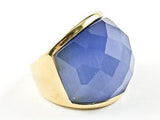 Elegant Large Fine Cute Center Blue CZ Wrap Steel Ring