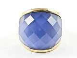 Elegant Large Fine Cute Center Blue CZ Wrap Steel Ring