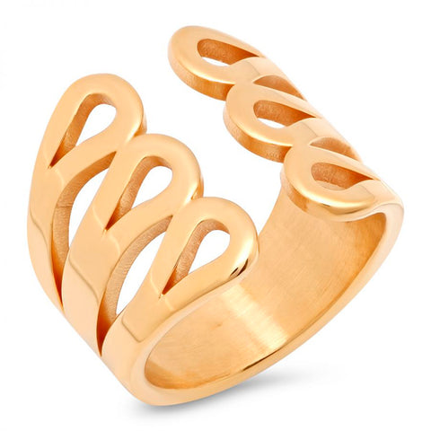 Unique Creative Duo Style Wing Design Gold Tone Steel Ring